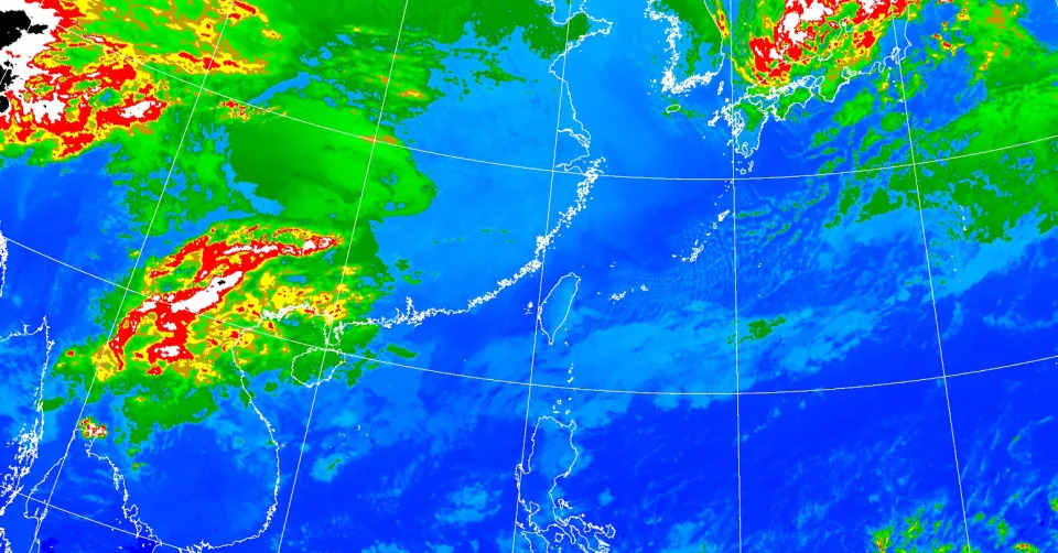 今日至明清晨受大陸冷氣團影響，北部、東北部及東部天氣偏冷，其他地區早晚亦偏冷。（圖取自中央氣象署網站）