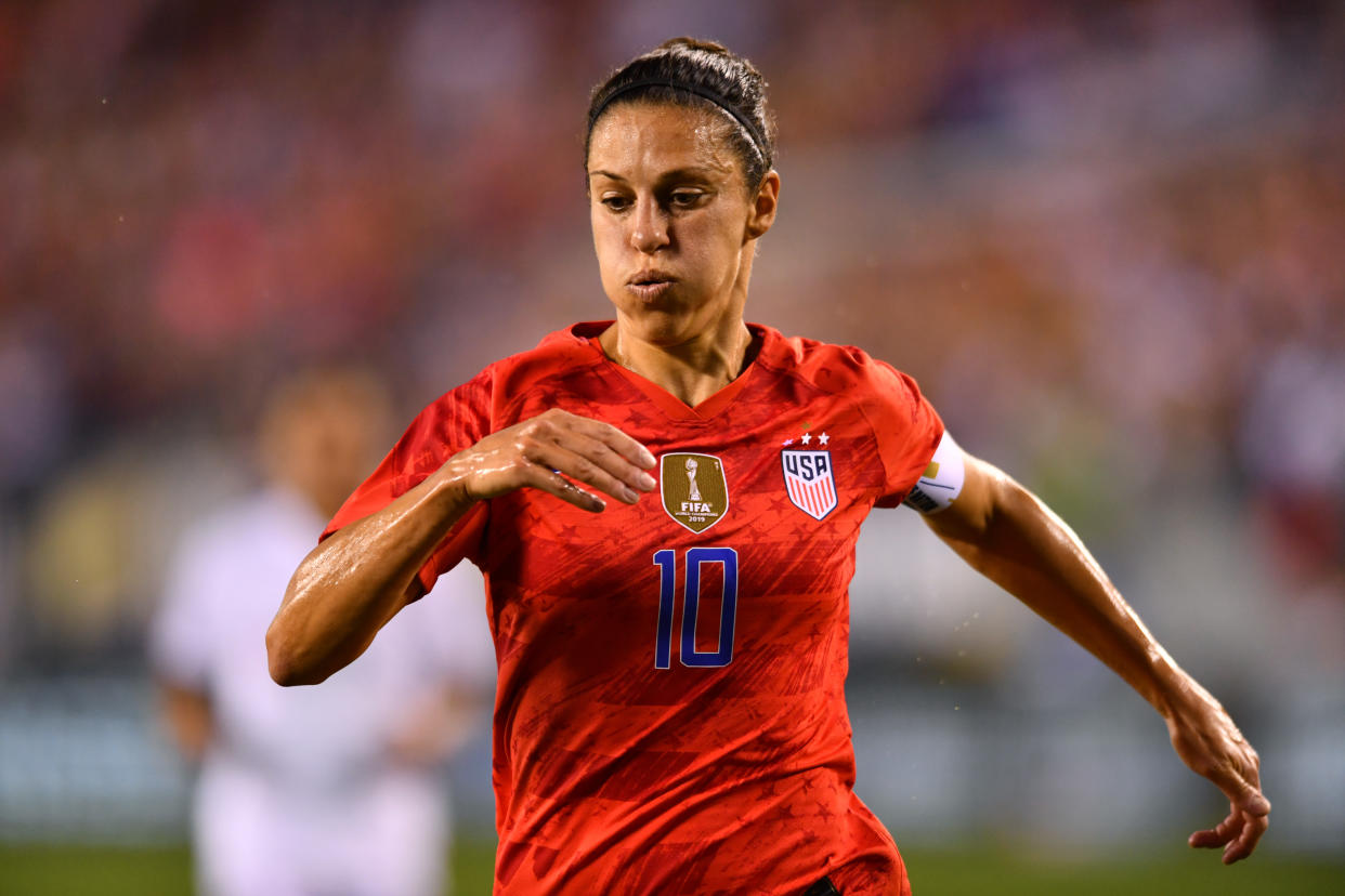 Carli Lloyd added fuel to the talk over her NFL prospects during a USWNT friendly. (Getty)