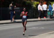 Athletics - London Marathon - London, Britain - April 22, 2018 Kenya's Mary Keitany in action during the women's elite race REUTERS/Peter Cziborra