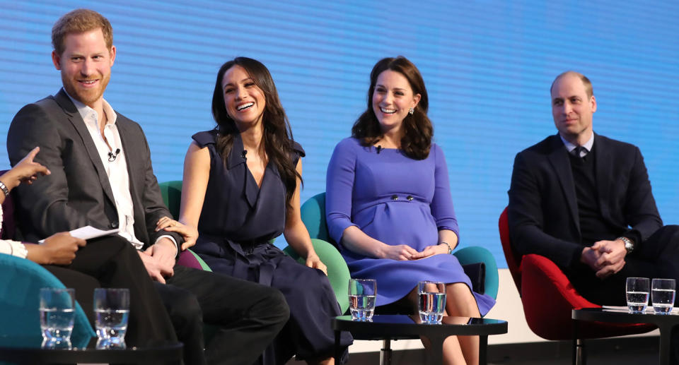 Das royale Vierergespann: Prinz Harry, Meghan Markle, Herzogin Kate und Prinz William (v.l.n.r.) beim Royal Foundation Forum. (Bild: Getty Images)