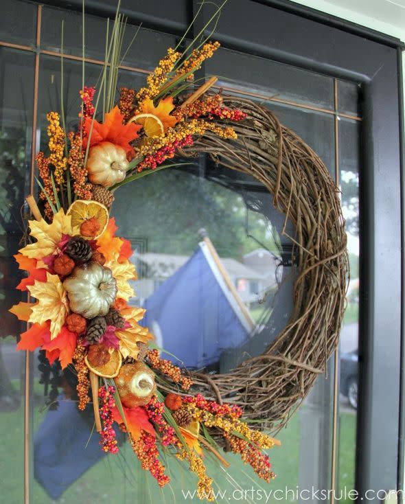 Fall Wreaths for Front Door 26'' Autumn Wreath with Metal Hook