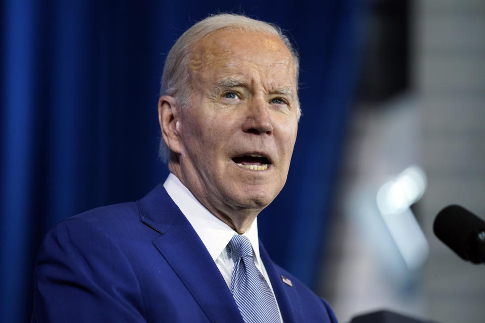 President Joe Biden speaks at the White House Conservation in Action Summit at the Department of the Interior, Tuesday, March 21, 2023, in Washington. (AP Photo/Evan Vucci)