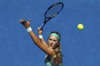 Belarus' Victoria Azarenka hits a shot during her third round match against Japan's Naomi Osaka at the Australian Open tennis tournament at Melbourne Park, Australia, January 23, 2016. REUTERS/Jason Reed