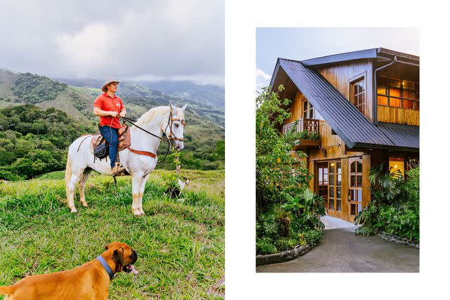 <p>Jake Naughton</p> From left: Oscar Gabriel Morera Vega, who leads Hotel Belmar guests on horseback rides at nearby Finca Madre Tierra; Hotel Belmar, in Monteverde, a town at the edge of the cloud forest.