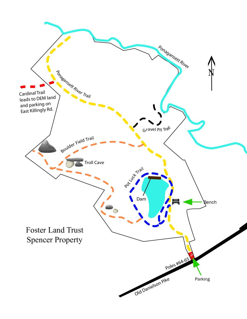 A trail map of the Spencer Property in Foster