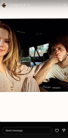 <p>Selena Gomez/Instagram</p> Selena Gomez takes a selfie with Benny Blanco.