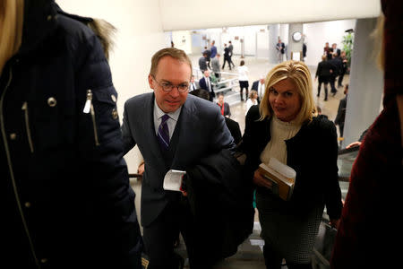 White House Office of Management and Budget (OMB) Director Mick Mulvaney arrives for meetings at the U.S. Capitol in Washington, U.S. January 18, 2018. REUTERS/Jonathan Ernst