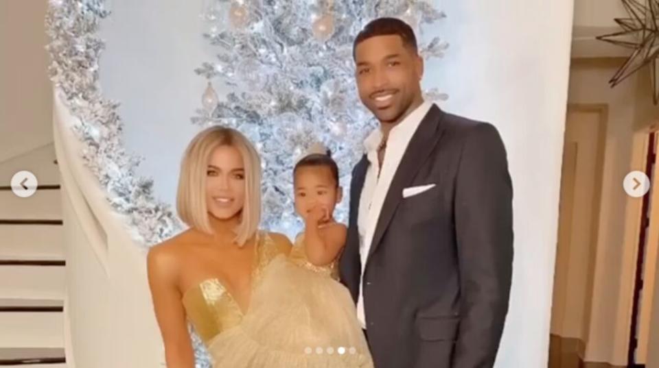 Khloé Kardashian (L) and Tristan Thompson with daughter True | Instagram/Khloé Kardashian