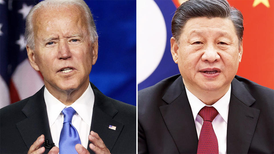 Joe Biden and Xi Jinping, pictured here speaking to the media.