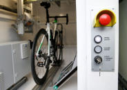 A bike is pictured in the x-ray machine after an International Cycling Union (UCI) news conference on the fight against technological fraud in Geneva, Switzerland March 21, 2018. REUTERS/Denis Balibouse