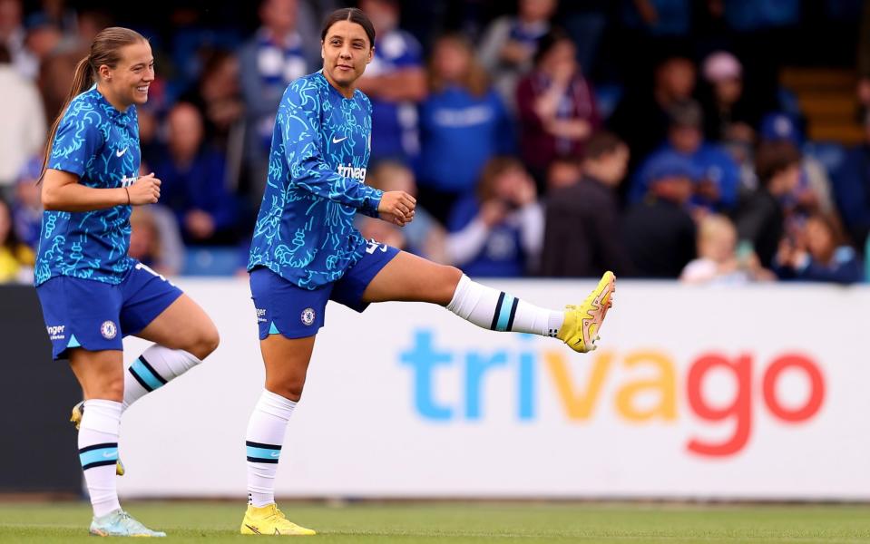 Sam Kerr (R) Fran Kirby( L) - Chelsea vs Manchester City live: Score and latest updates from the Women's Super League - GETTY IMAGES