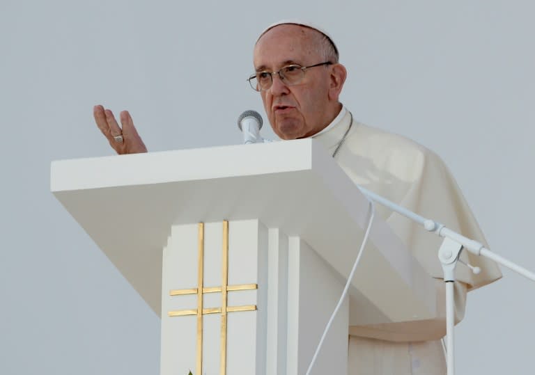 Pope Francis holds a prayer vigil at Campus Misericordiae on July 30, 2016 in Brzegi as part of the World Youth Days (WYD)