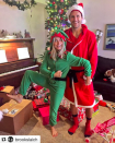 <p>Speaking of Julianne Hough, she and her fiancé, Brooks Laich, got goofy on Christmas morning. “I may be Santa’s elf now, but I’ll be upgrading to Mrs Clause soon!” teased the <i>Dancing With the Stars</i> judge. (Photo: <a rel="nofollow noopener" href="https://www.instagram.com/p/BOcwRYZjOcx/" target="_blank" data-ylk="slk:Instagram;elm:context_link;itc:0" class="link ">Instagram</a>) </p>