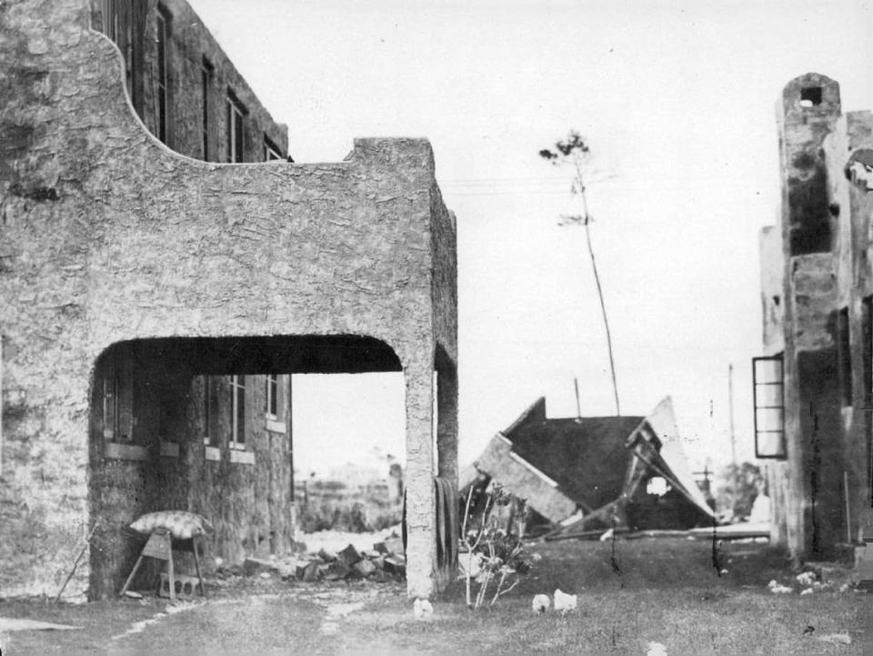 McAllister Hotel entrance in 1926 after a hurricane. Miami Herald File