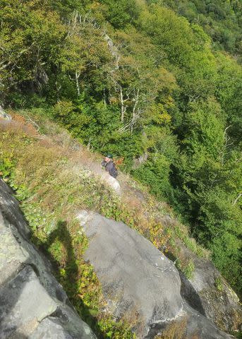 <p>Reems Creek Fire Department</p> Steep cliff at Glassmine Falls Overlook