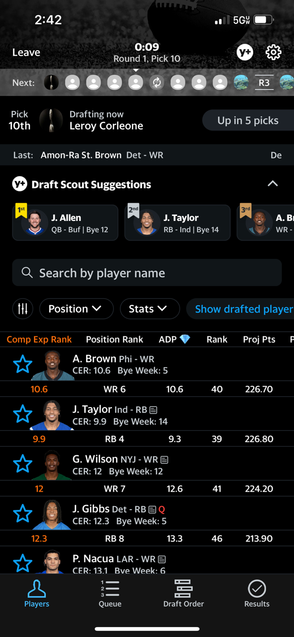 You can sort players in a variety of ways in the draft room to help provide the information you're looking for.