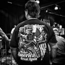 <p>A man wears a T-shirt featuring Donald Trump and Hillary Clinton ahead of a Trump rally, June 17, the Woodlands, Texas. (Photo: Holly Bailey/Yahoo News) </p>