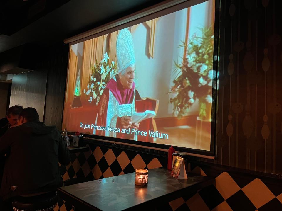 A movie playing at Lebowski Bar in Iceland.