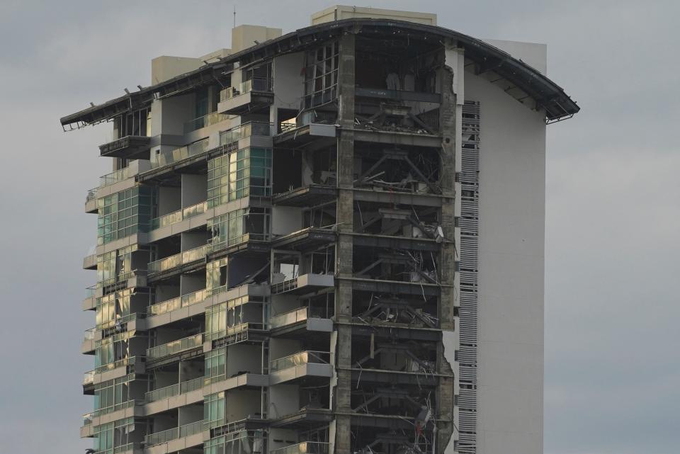 A damaged building stands after Hurricane Otis ripped through Acapulco, Mexico (AP)