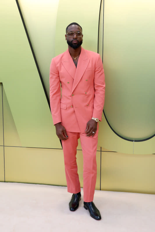 <p>Dwyane Wade wearing Versace at the Versace Fall 2023 show in Los Angeles.</p><p>Photo: Kayla Oaddams/FilmMagic</p>