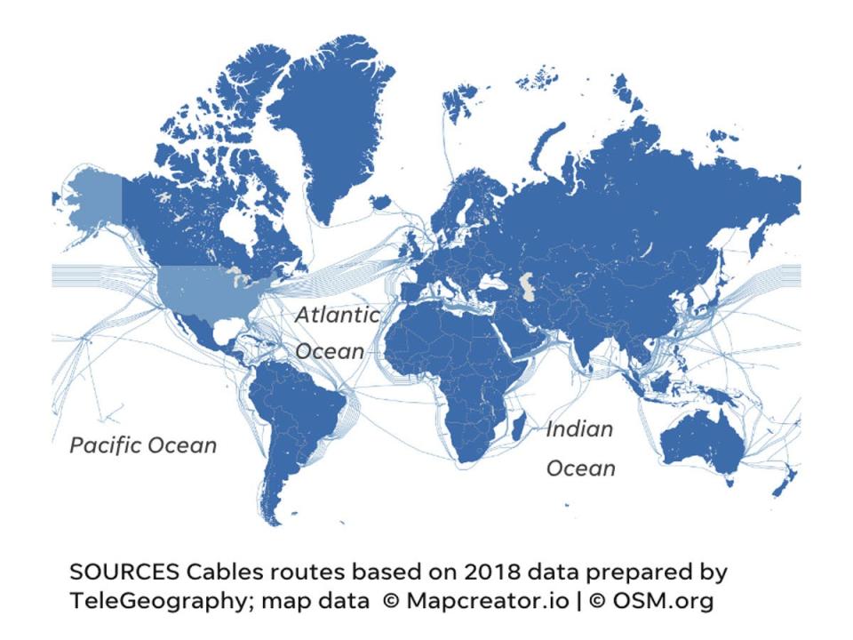 A 2018 snapshot of underwater cable routes.