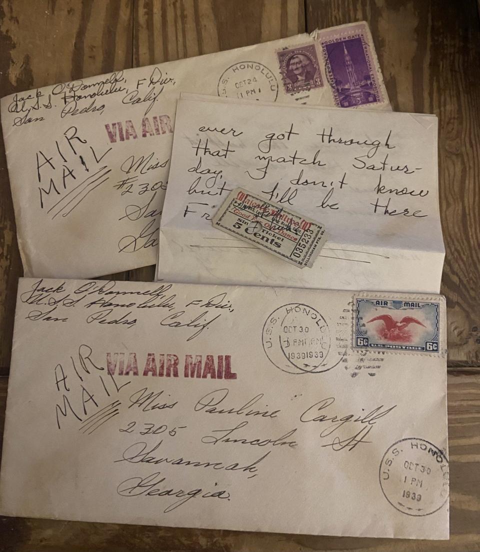 Letters from Jack O'Donnell dated 1939 to Polly Powers Stramm's mother.