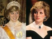 <p>Sapphires were one of Diana's signature stones. On the left, the late Princess of Wales wore her striking sapphire brooch as a pin while at the Dutch royal family banquet at Hampton Court Palace in 1982. On the right is a portrait of Diana wearing the same brooch set into a pearl necklace in Vienna in 1986.</p>
