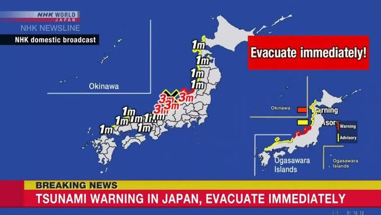 Japón: alerta de tsunami tras un fuerte sismo en el centro del país
