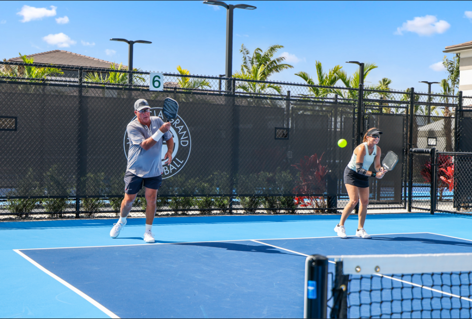 Ivan Lendl plays pickleball at Valencia Grand's opening of its pickleball courts on March 12. Lendl's partner Susie Leblang, one of the top 50+ players in the world. Also participating in the exhibition were JW, Jorga and Julie Johnson along with several other pickleball pros.