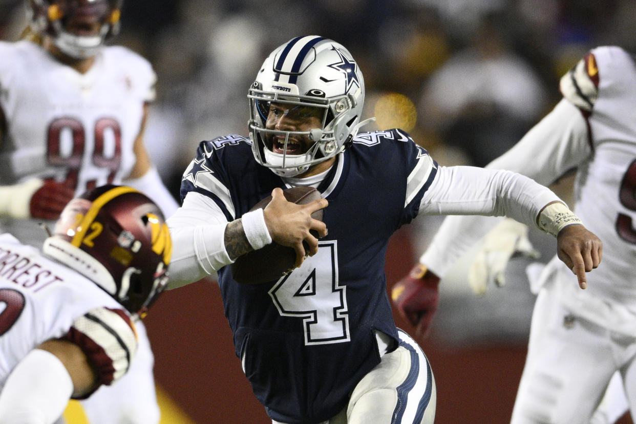 Dallas Cowboys quarterback Dak Prescott (4) has been throwing too many interceptions lately. (AP Photo/Nick Wass)
