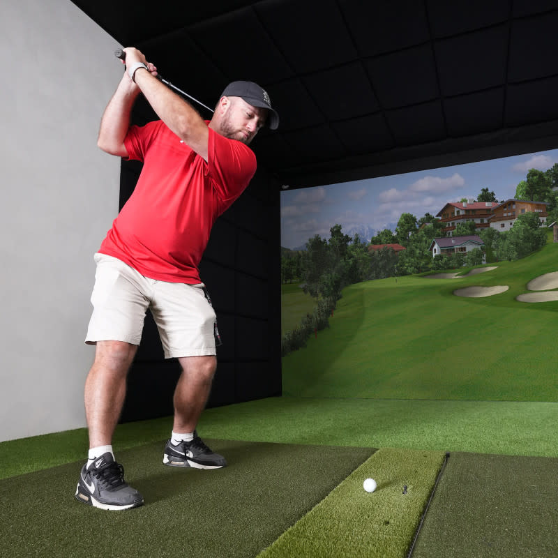 Use a real golf ball when teeing off inside your home.<p>Carl's Place</p>