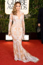 Jennifer Lopez: This is the nude dress done right! JLo rocks a sheer look with delicate white embroidery that screams sexy chic. But what we really want to see is whether the former fiance of Ben Affleck will run into the 'Argo' director with his wife Jennifer Garner. (Photo by Jason Merritt/Getty Images)