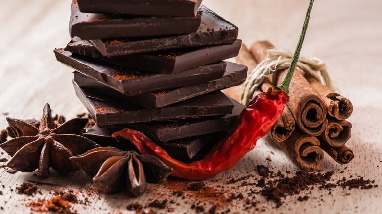 chocolate with red pepper star anise and cinnamon