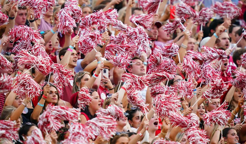 Alabama Crimson Tide fans cheer on the football team.