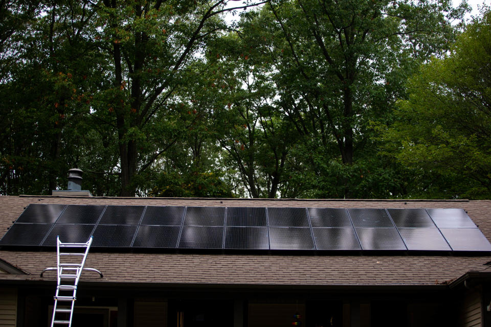 Solar panels are installed by Power Home Solar, now Pink Energy, in October 2021 in Grand Haven. Pink Energy has since filed for bankruptcy.