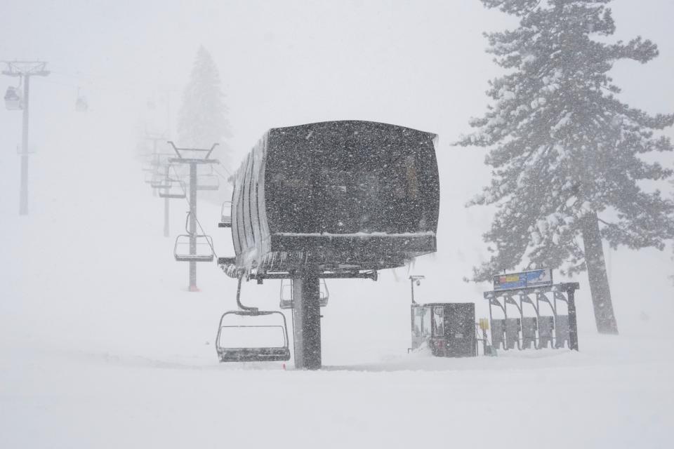 Palisades Tahoe ski resort on Sunday (AP)