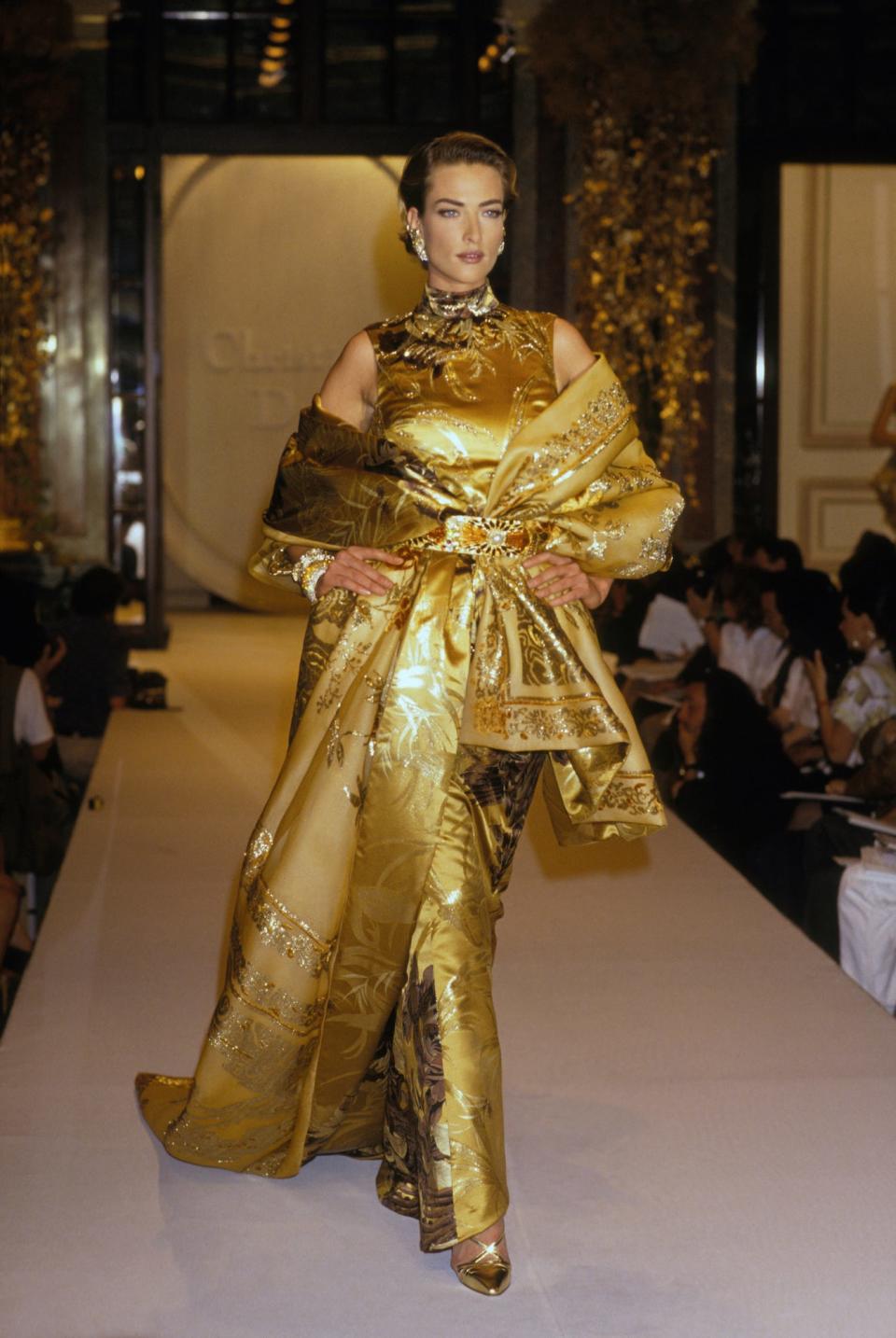 Tatjana Patitz models Christian Dior in Paris, France, in 1991.