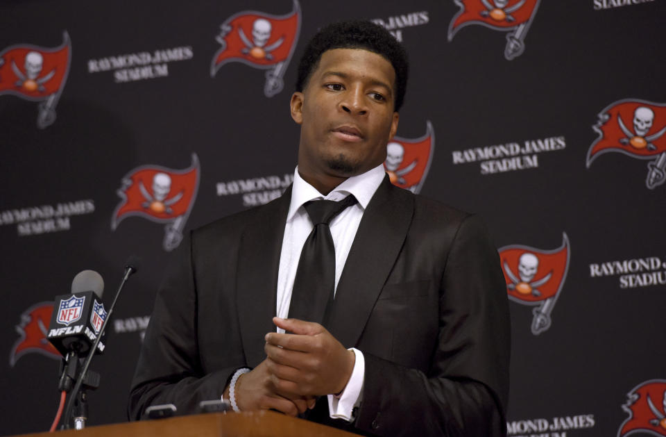 Tampa Bay Buccaneers quarterback Jameis Winston was suspended three games by the NFL. (AP)