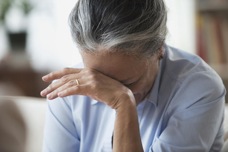 Alzheimer's. Woman crying.