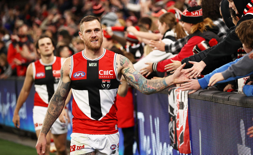 Tim Membrey, pictured here interacting with St Kilda fans.