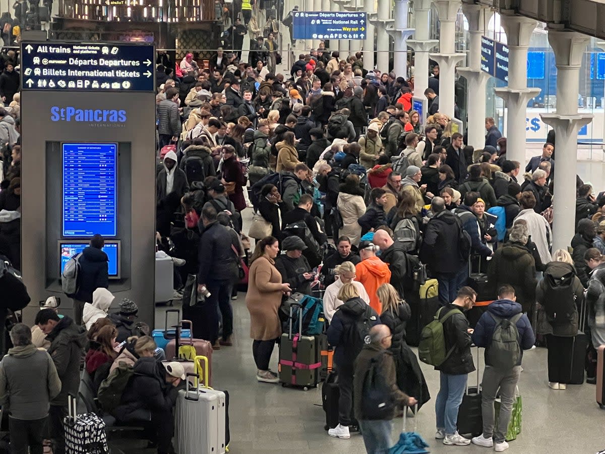 Waiting game: Eurostar passengers at London St Pancras International on Saturday 30 December, when all trains to Paris, Amsterdam and Brussels were cancelled (Simon Calder)