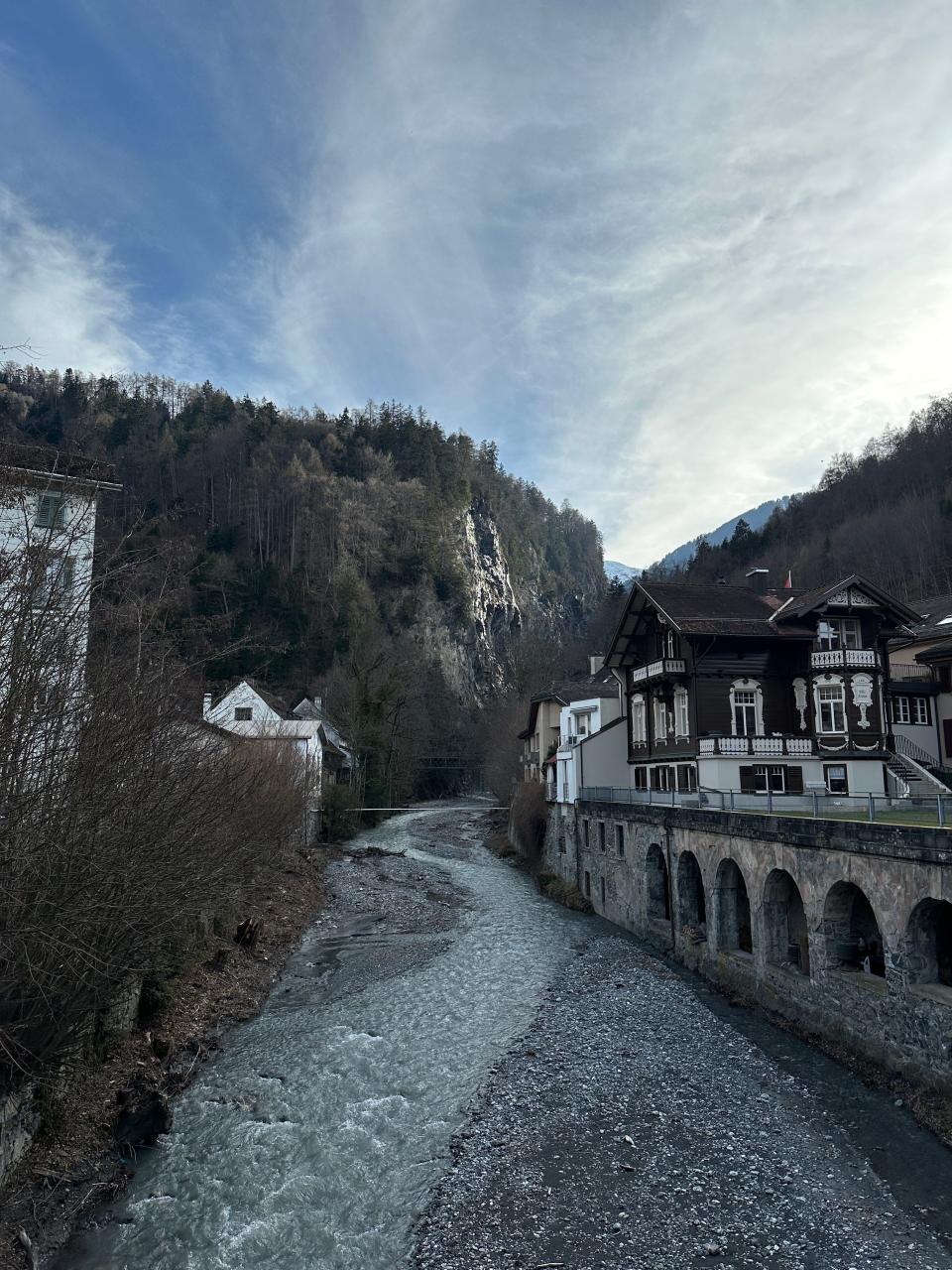 A view of a river in Switzerland.