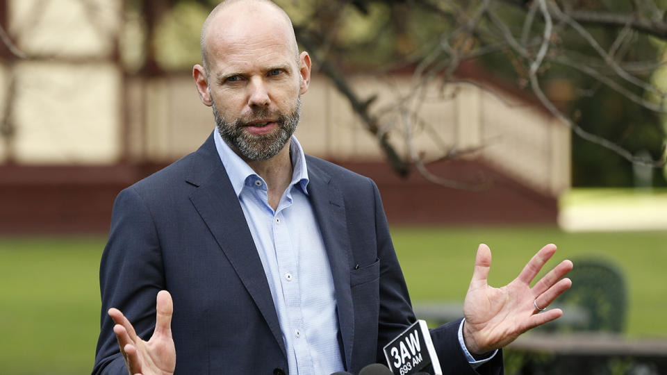 Jeroen Weimar, pictured here speaking to the media in Melbourne.