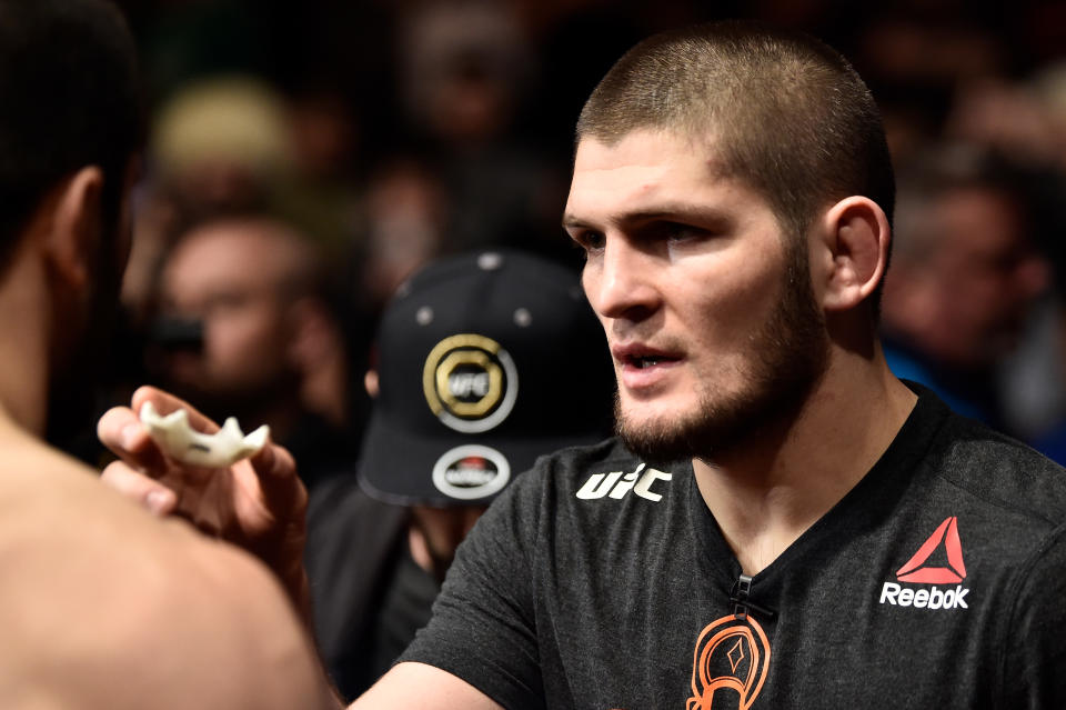 Khabib Nurmagomedov didn’t blink when asked if he’d fight Max Holloway at UFC 223 when Tony Ferguson had to pull out. (Getty)