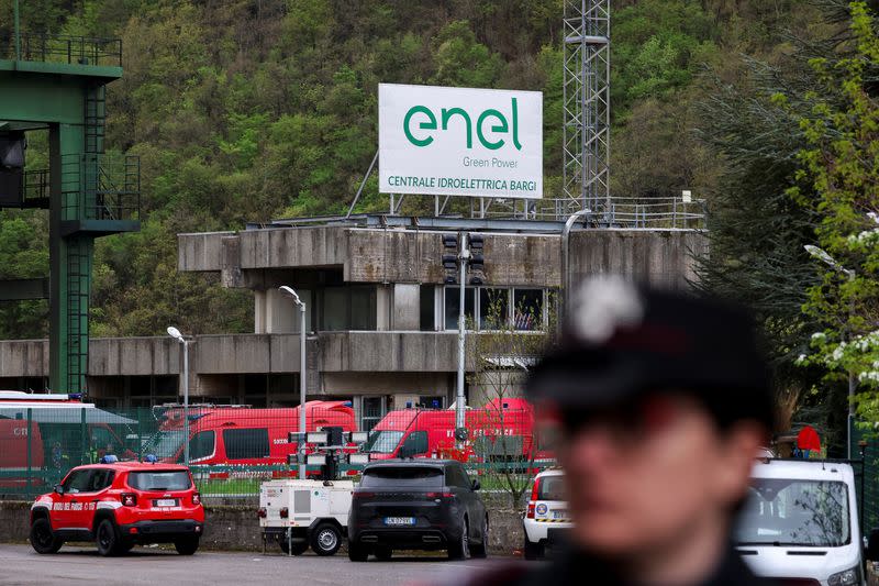 Aftermath of a blast at Enel hydroelectric power plant in Bargi