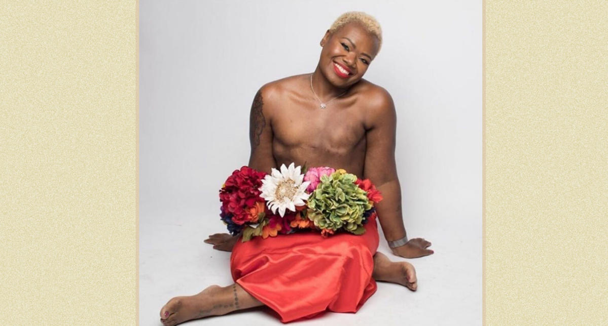 Breast cancer survivor proudly shows off her flat chest and