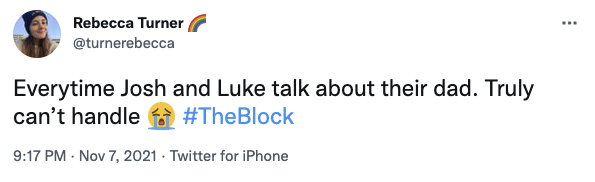 Tweet about The Block