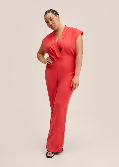 MANGO Wrap Neckline Jumpsuit