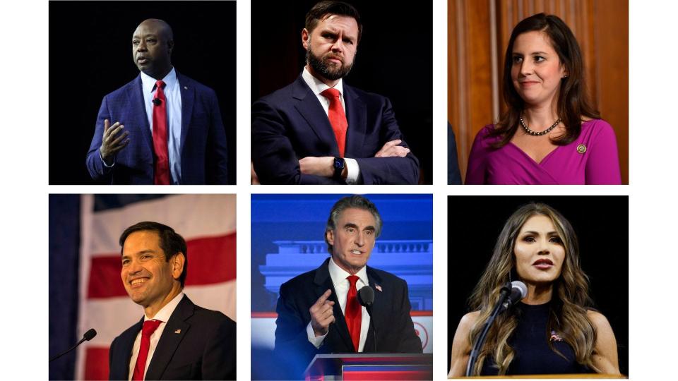 At least six contenders for the former president's running mate – Sen. Tim Scott, R-S.C.; Sen. J.D. Vance, R-Ohio; Sen. Marco Rubio, R-Fla.; Rep. Elise Stefanik, R-N.Y.; South Dakota Gov. Kristi Noem and North Dakota Gov. Doug Bergum – will attend a Republican donor retreat Friday and Saturday in Palm Beach, Florida, in what looks like a series of auditions.