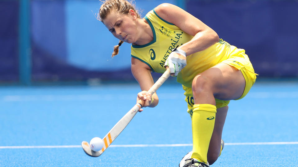 Madison Mae Fitzpatrick, pictured here in action for the Hockeyroos at the Olympics. 